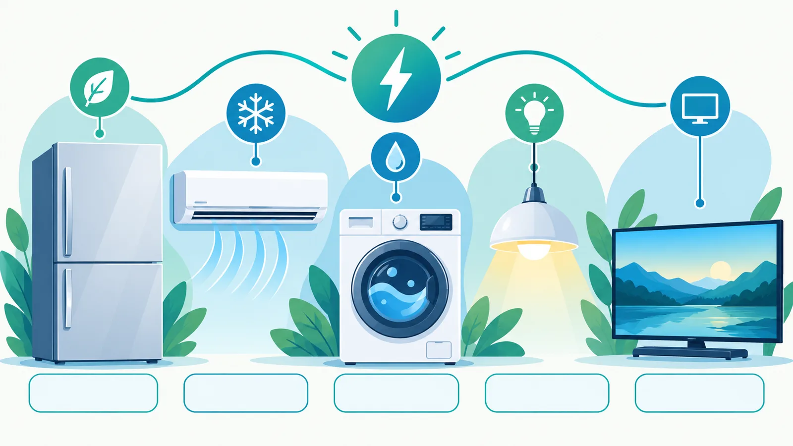 Household appliances compared by illustrative electricity consumption