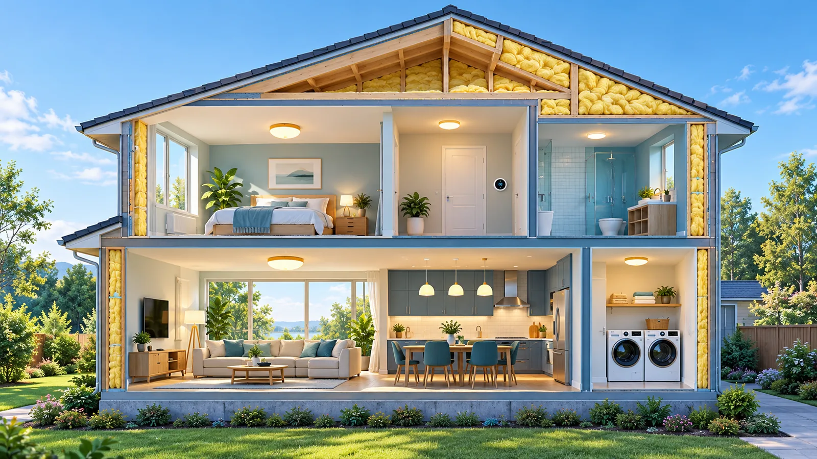 Energy-saving improvements including LED lighting and home insulation